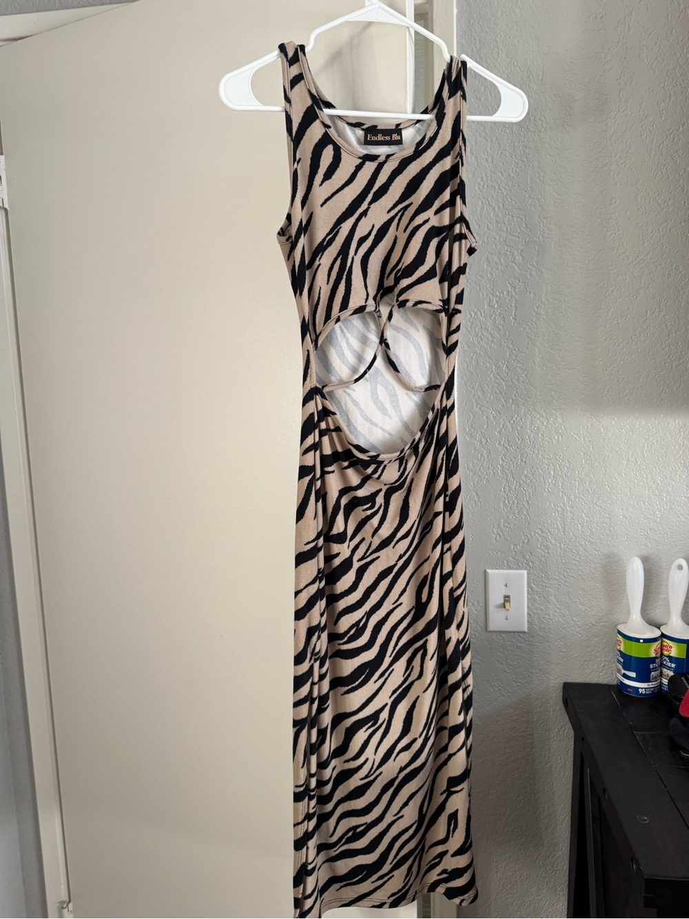 Women's Beige and Black Zebra Print dress